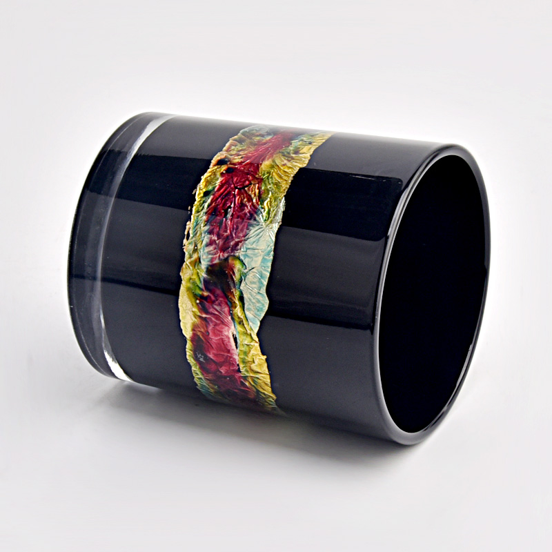 Luxury Black Glass Candle Jars Custom Printing 10oz Glass Candle Vessels