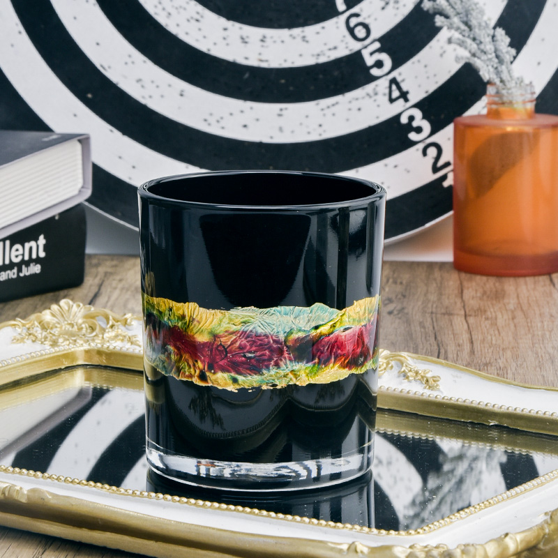 Luxury Black Glass Candle Jars Custom Printing 10oz Glass Candle Vessels Luxury Black Glass Candle Jars Custom Printing 10oz Glass Candle Vessels