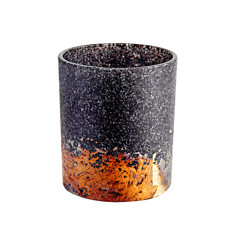 Unique Decoration Black Glass Candle Jars Sanding Glass Candle Holders