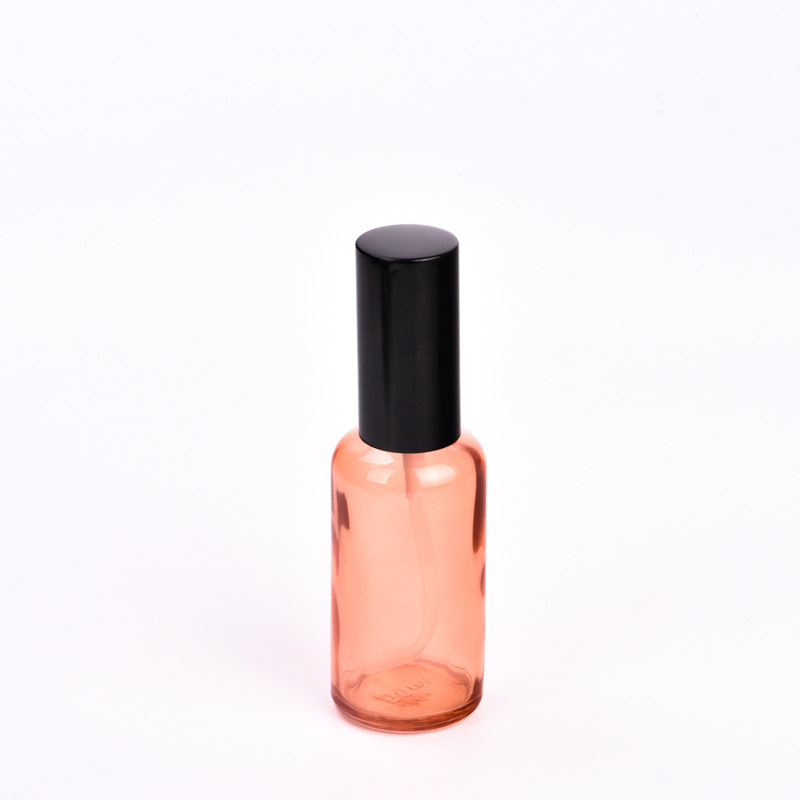50ml 100ml transparent pink glass bottle with shiny black cap for supplier