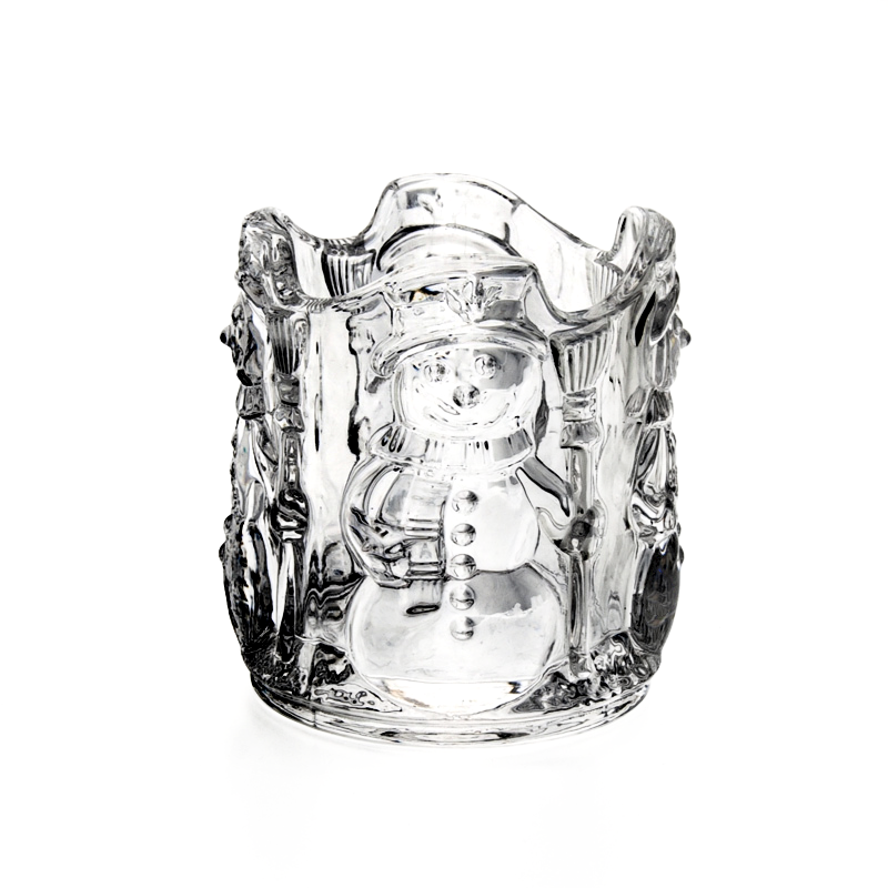 Snowman Glass Candle Holders For Christmas Decoration