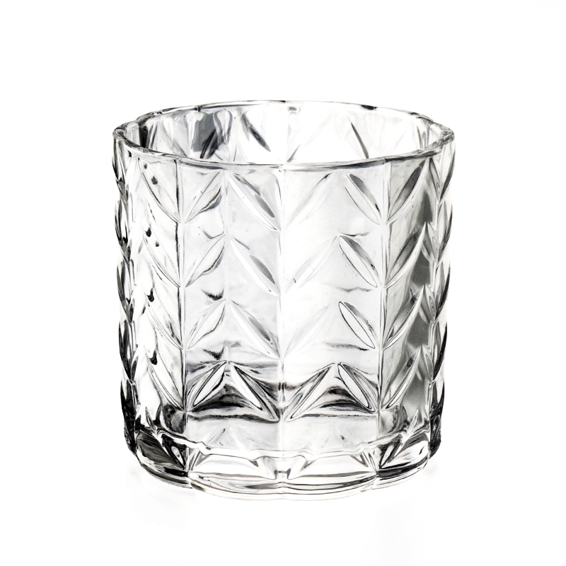 Custom Color 500ml Glass Candle Jars 15oz Embossed Glass Candle Jars