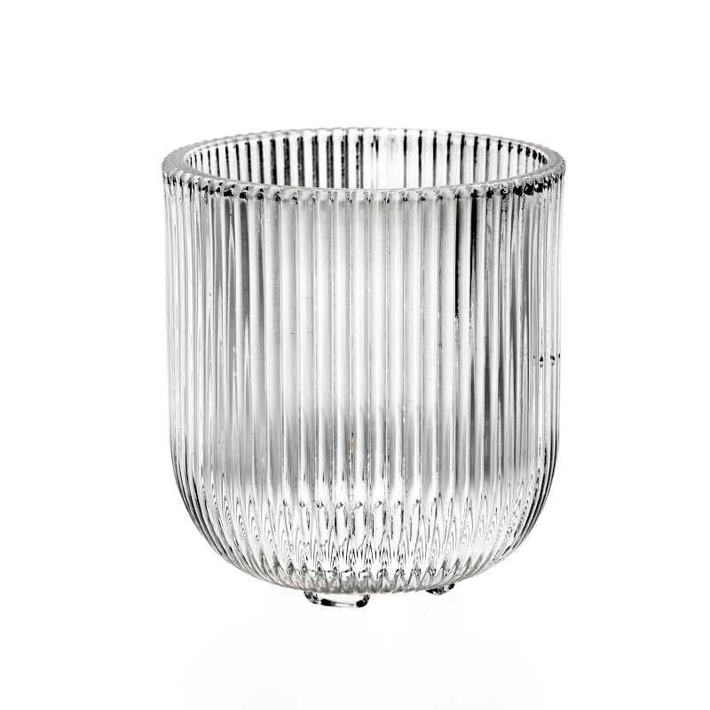 Popular 260ml 550ml Stripe Ribber Glass Candle Holders