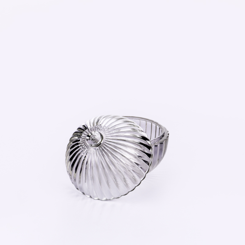 100ml ball-shaped stripe glass candle jar with lid