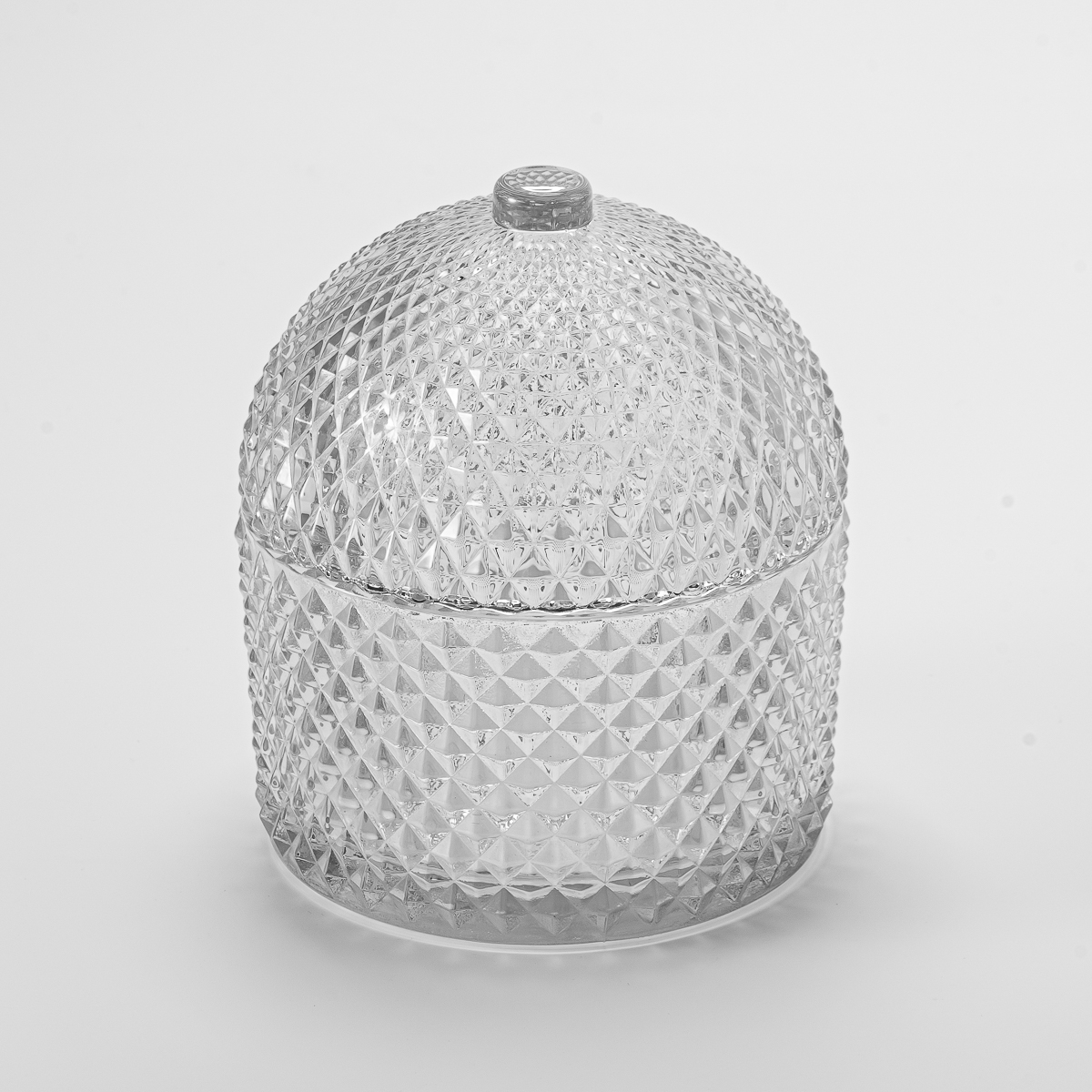 New Arrival Private Color Diamond Texture Glass Candle Jar With Glass Lids