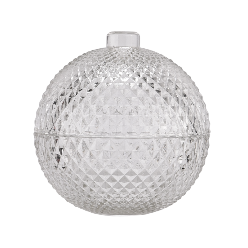 Christmas Ball Shape Glass Candle Jars With Glass Lids Custom Color Candle Glass