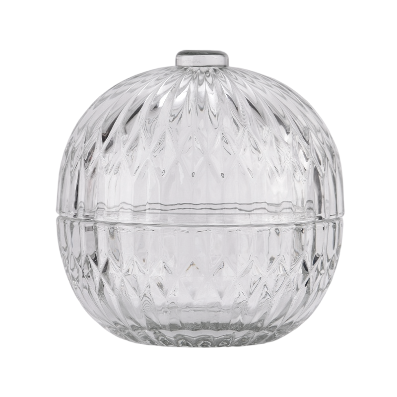 Ball Shape Glass Candle Vessels Latest Unique Customize Round Glass Candle Jar With Lid for Christmas