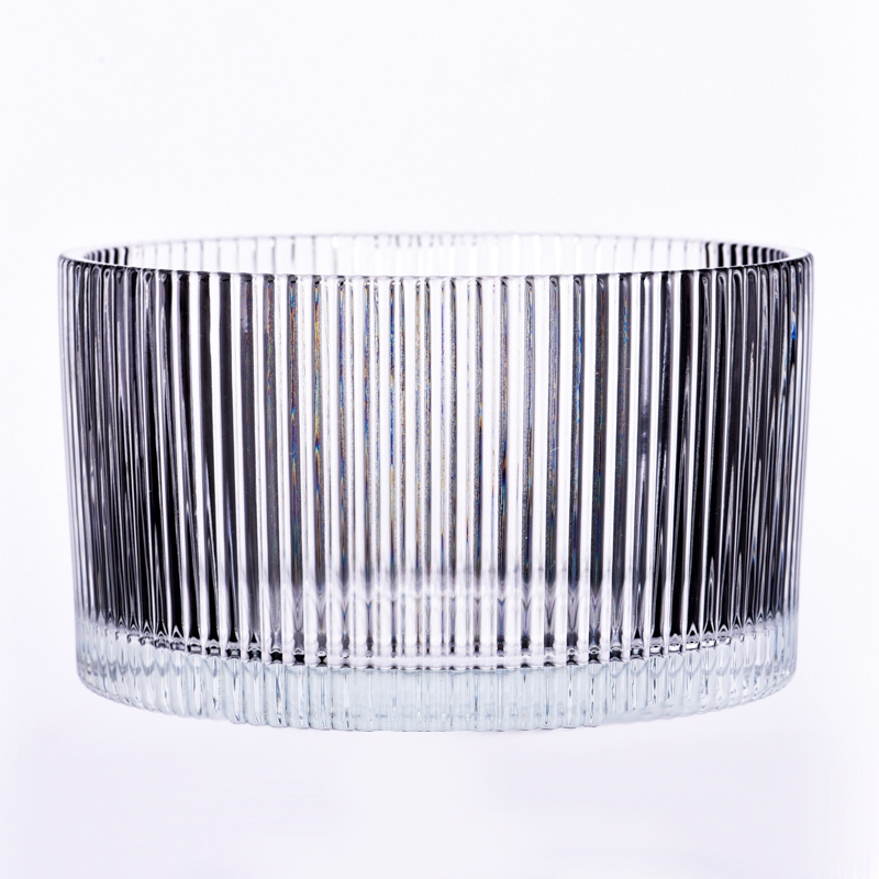 1200ml clear glass candle container with stripe home decor