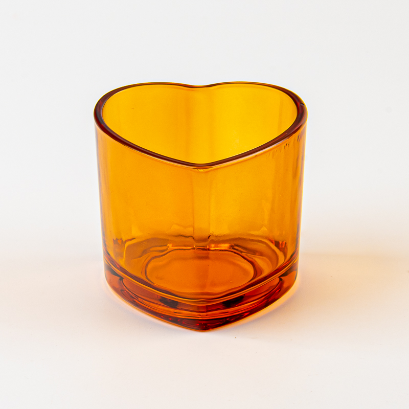 Popular Custom Color Love Heart Shape Glass Candle Jars Wholesale