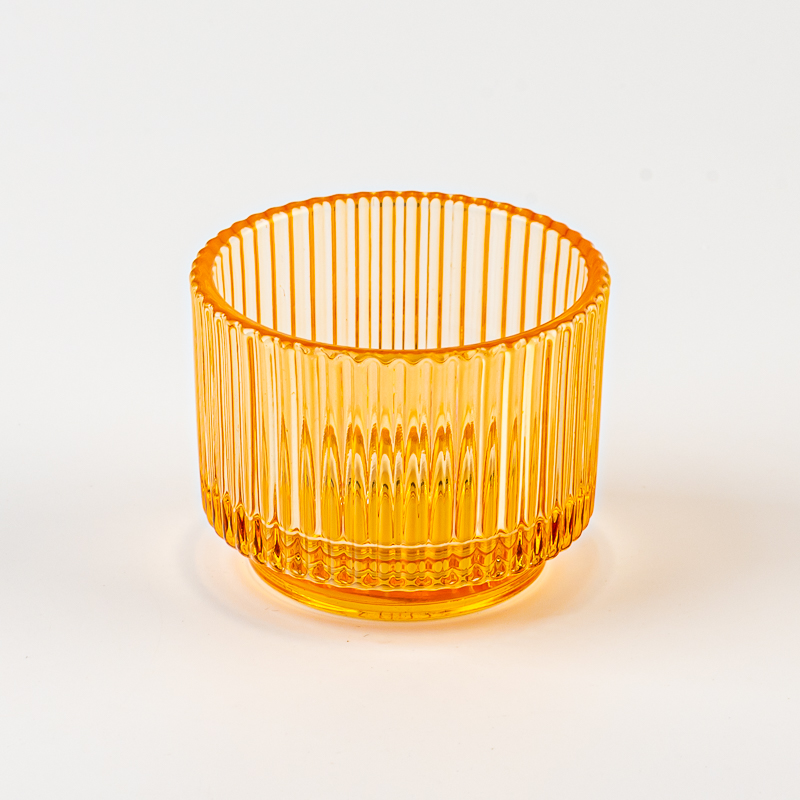 145ml empty round glass candle container with stripe home decor