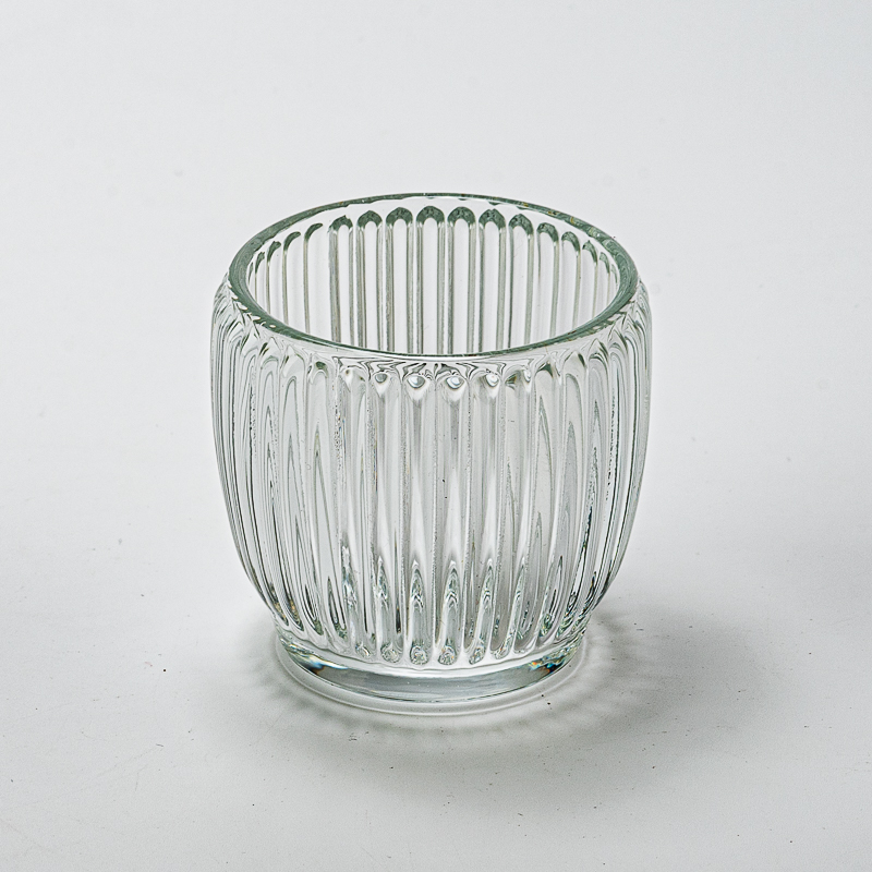 6oz clear glass candle container with stripe wholesale