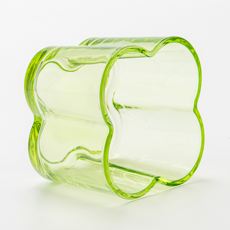 Wholesale 300ml custom color flower design glass candle jar with home decor