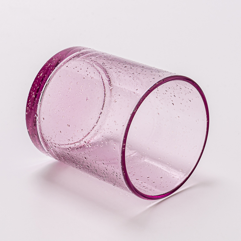300ml purple glass candle container with water drop decor