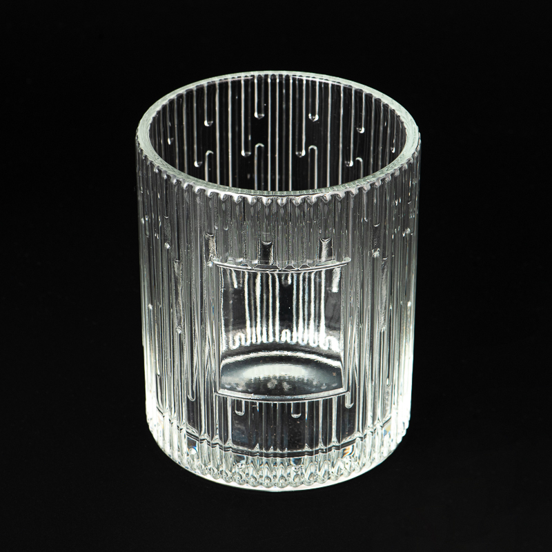 Unique Ribber Glass Candle Vessels 665ml Custom Color Glass Candle Jars