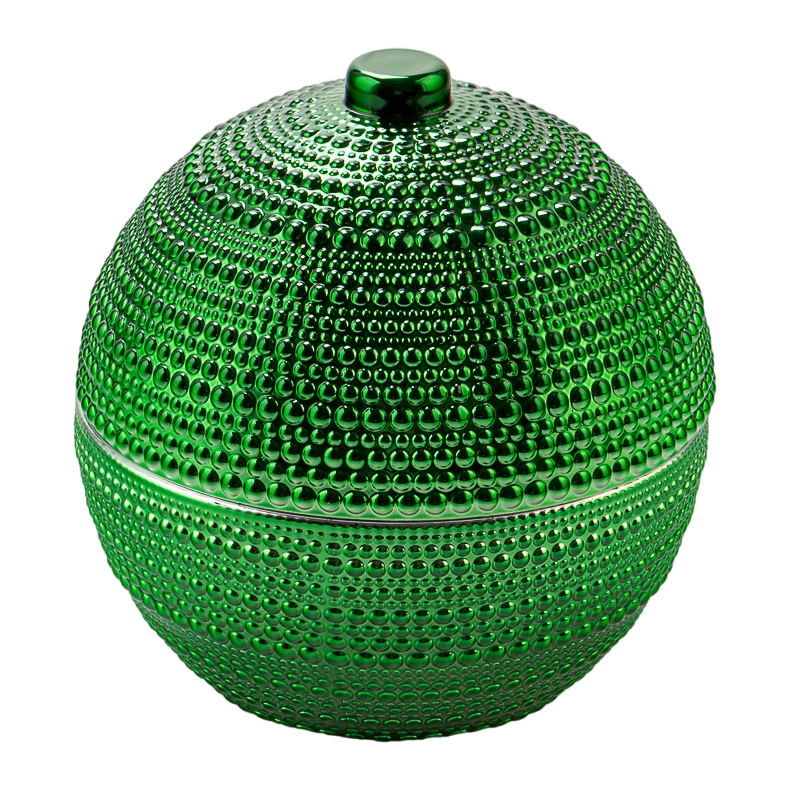 Dot Glass Candle Jars Christmas Decoration Ball Shape Glass Candle Vessel with Lids