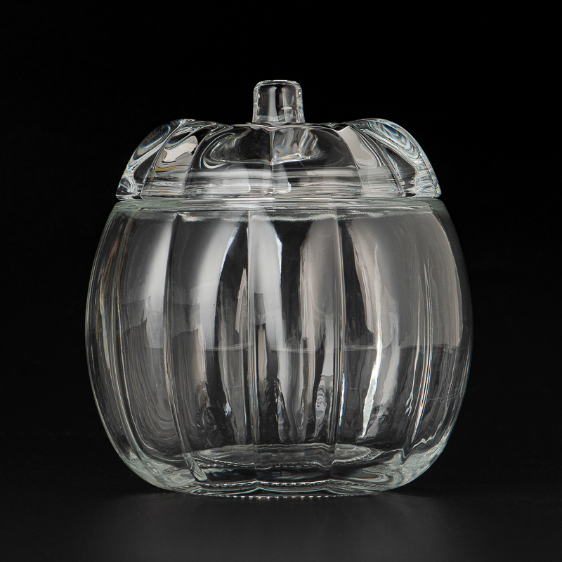 Custom Unique Pumpkin Glass Candle Jar With Lids Wholesale