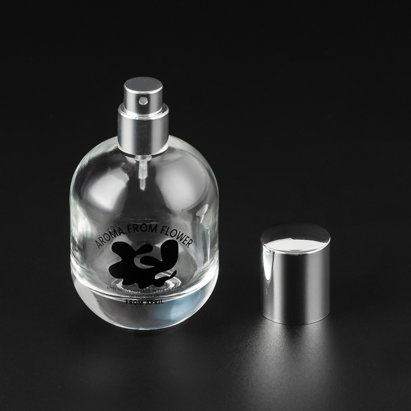 Luxury Clear Glass Perfume Bottle with silver cap