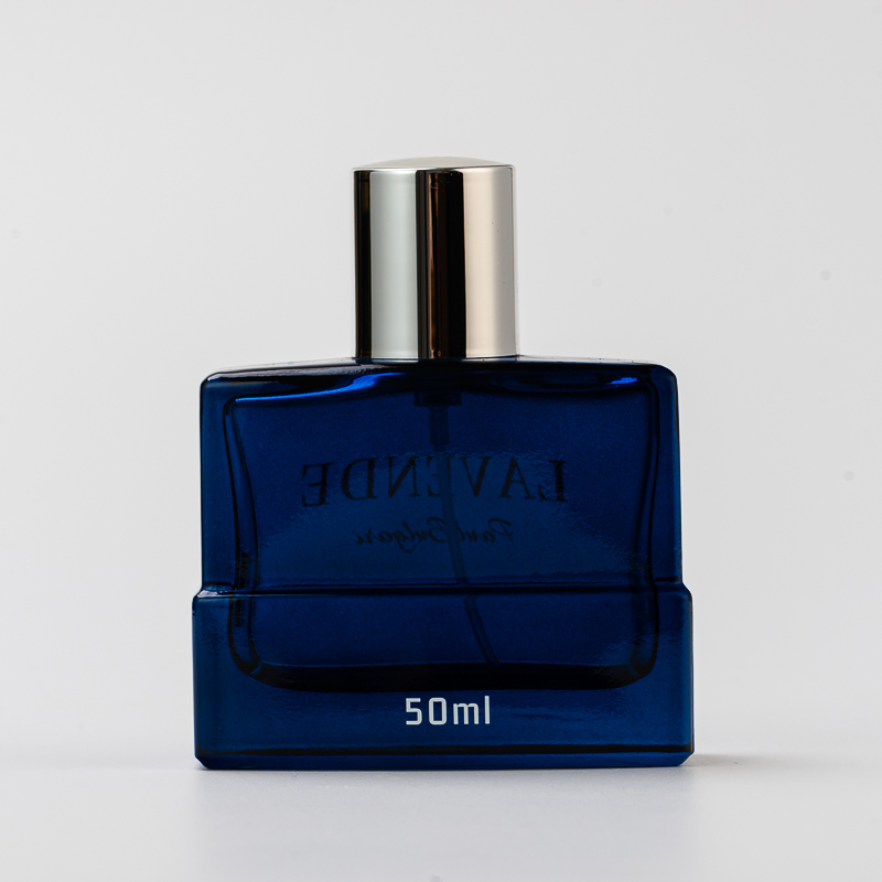 Popular Blue color Glass Perfume Bottle with home decor