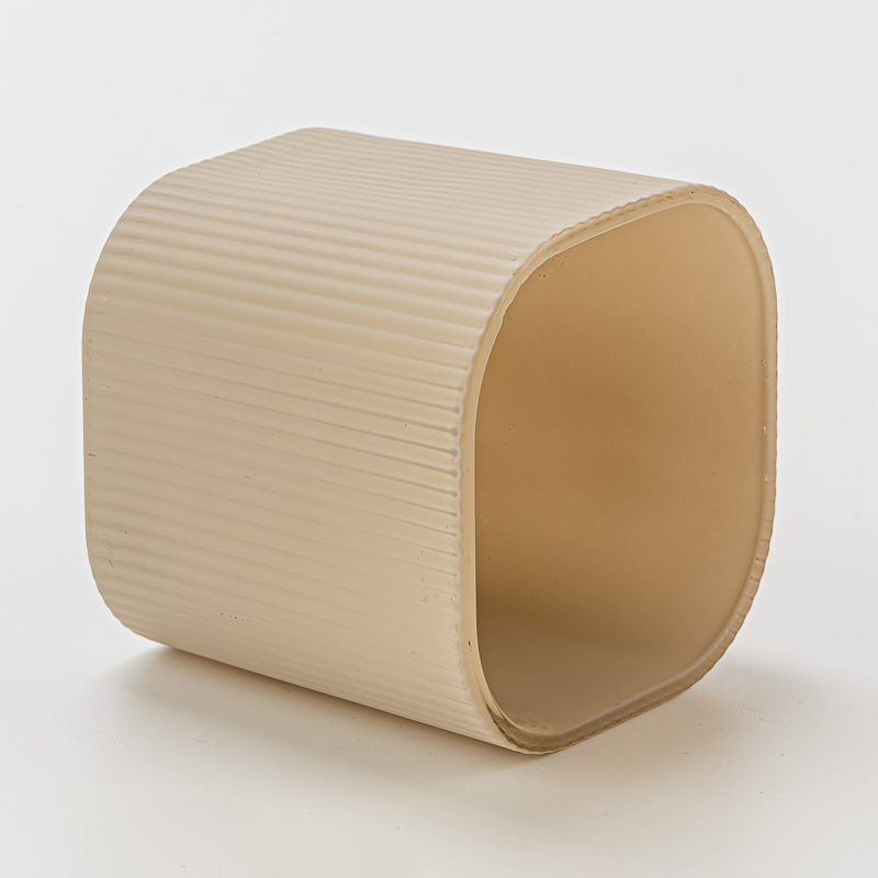 Wholesale Stripe Candle Glass Jar Ribbed Aromatherapy Candle Vessels for home Decor