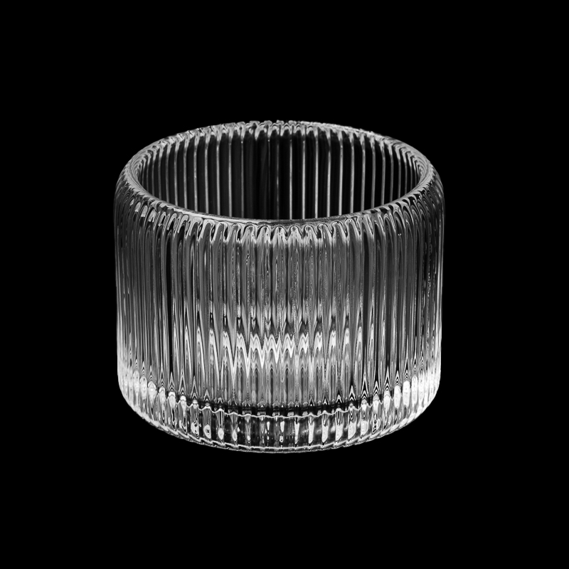 Empty Fine Lines Candle Container Clear Glass Candle Jar Wholesale