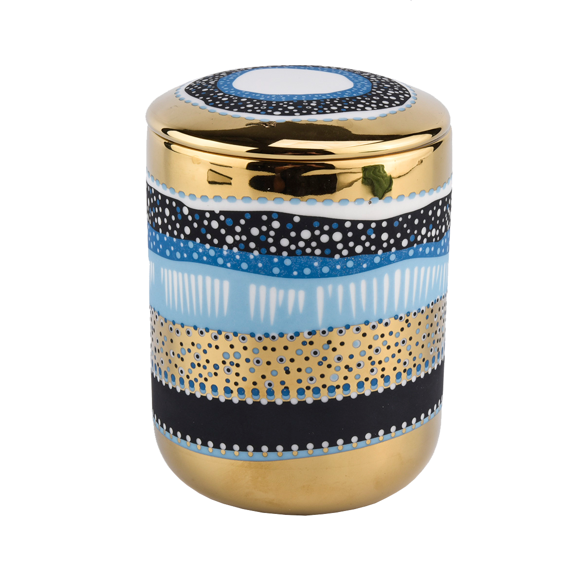 Luxury Unique Ceramic Candle Jar With Lids Gold Ceramic Candle Vessel With Lid for Candle Making