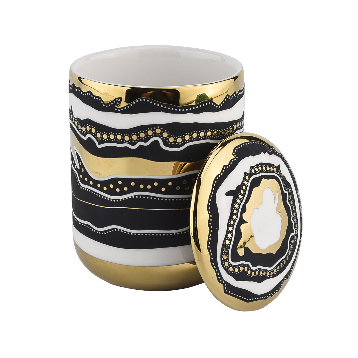 Luxury Home Decoration Empty Ceramic Candle Vessels with Lids Wholesale