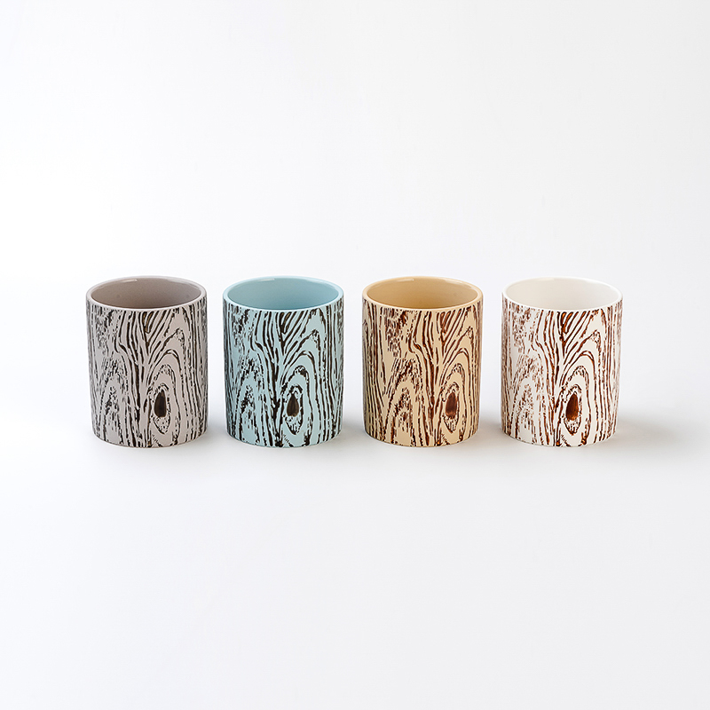 Unique Ceramic Candle Jar Fragrance Aromatherapy Candle Unique Texture Ceramic Candle Vessel For Decoration