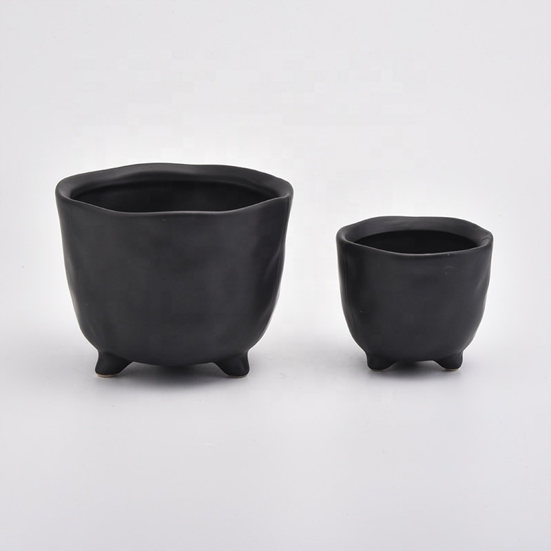 Matte Black Ceramic Candle Jars