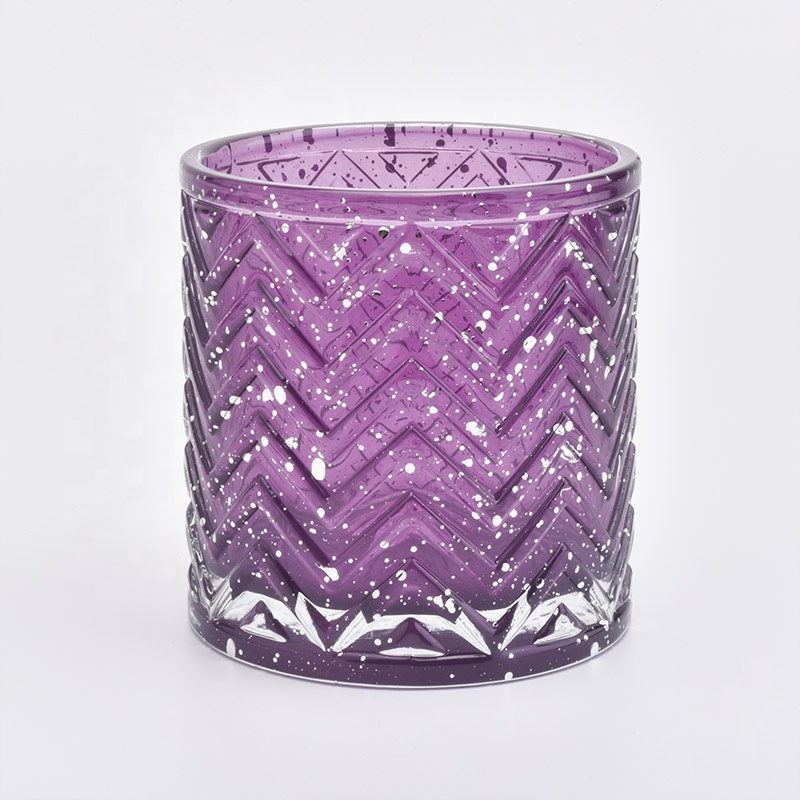 Purple spraying Glass Candle holder vintage wedding decoration