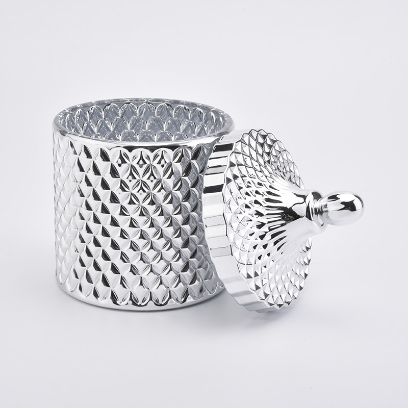 Luxury Siver Glass Candle Jar With Glass Lids