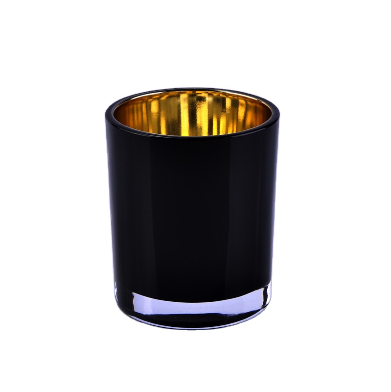 Gold plating Black Glass Candle Jar Wholesale