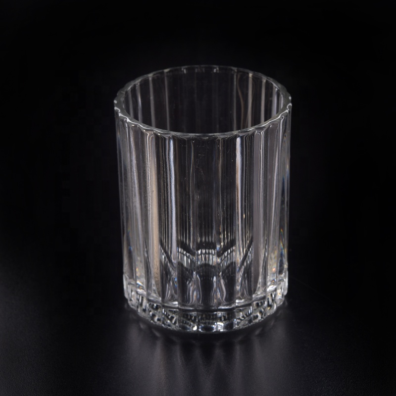 cheapest factory price clear stripe glass candle jar