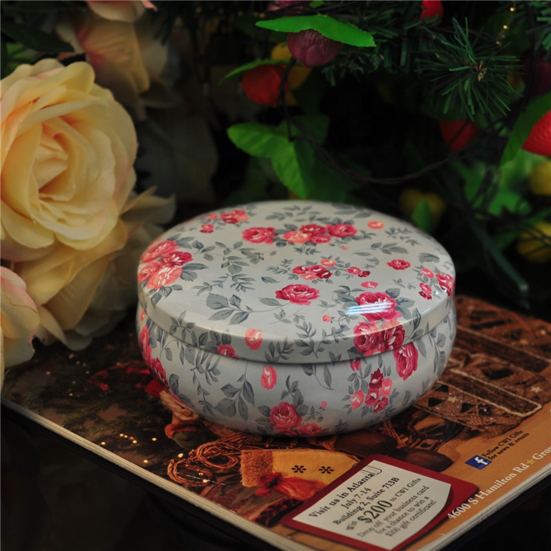 Custom Metal empty decorative color candle tins with cover