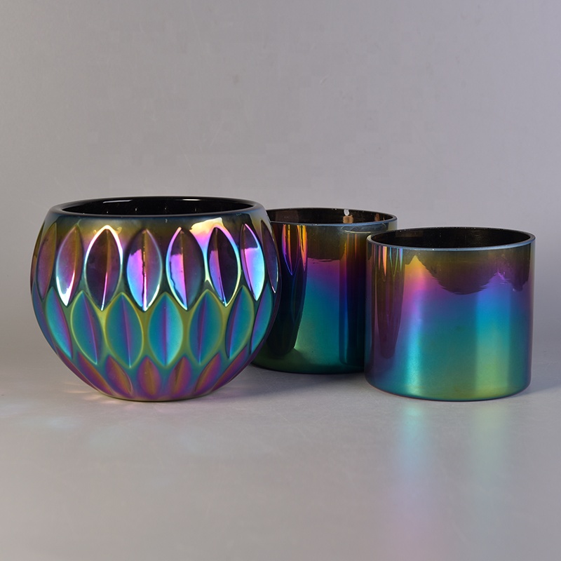 Wholesale custom plating lotus Glass candle holders for wedding table decoration