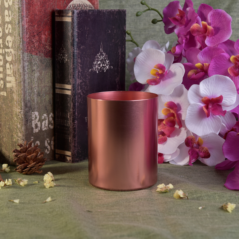 Rose Gold Cylinder Shaped Metal  Votive Candle Holders
