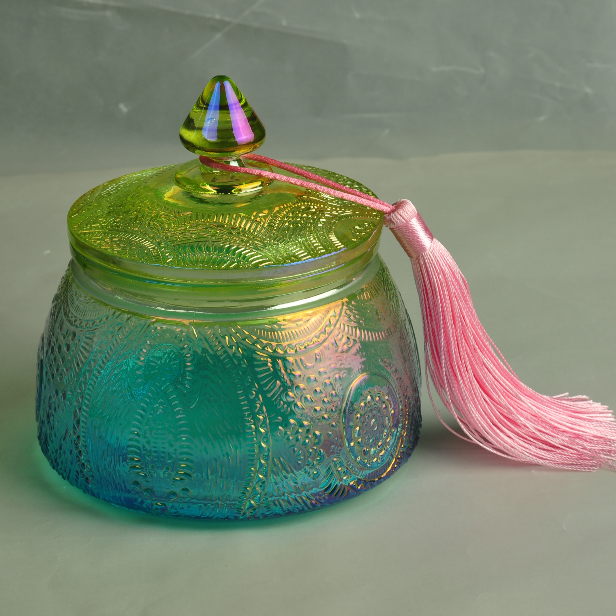 Factory vintage tea light glass candle container with cover