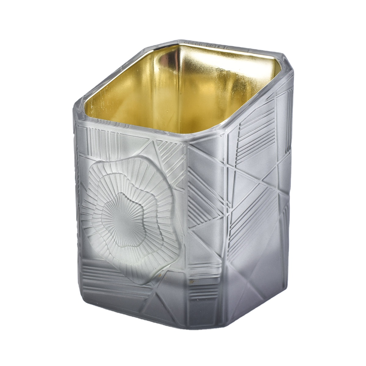 Suppliers grey crystal empty scented glass candle holders