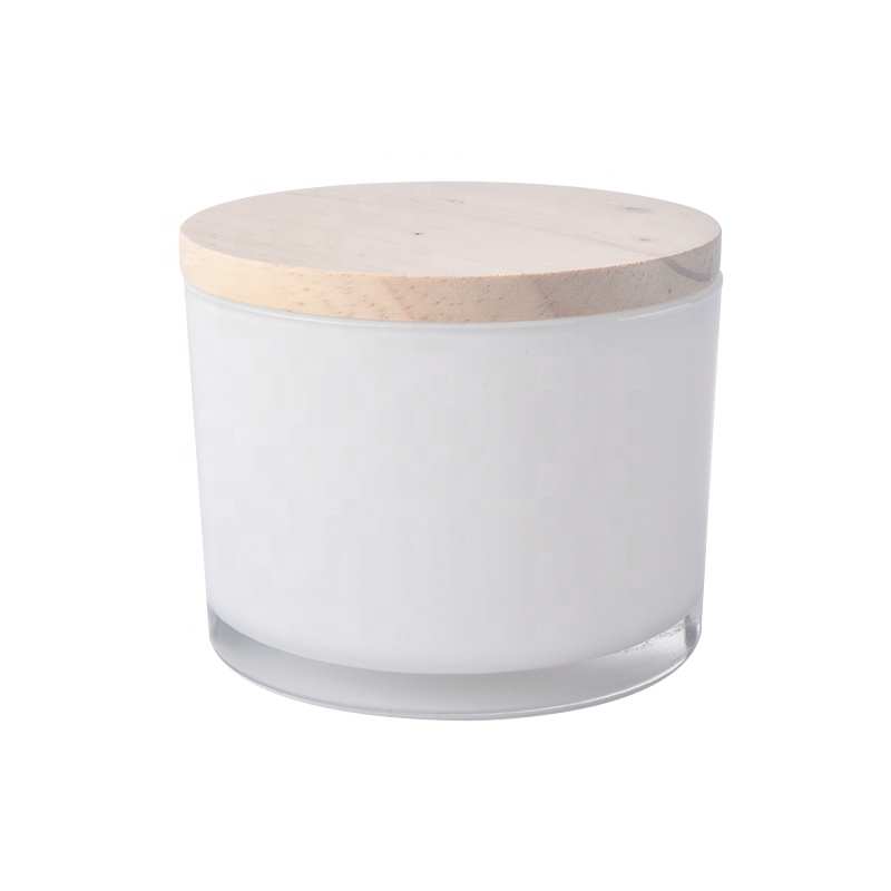 Popular 12oz white glass candle jar with lids