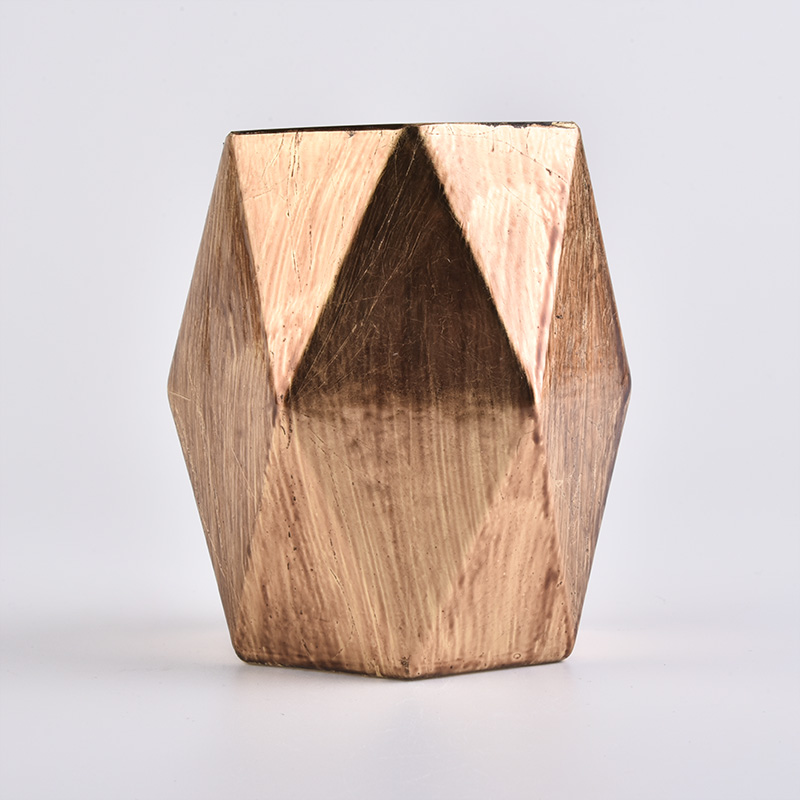 Custom Gold Hexagon Glass Candle Holders