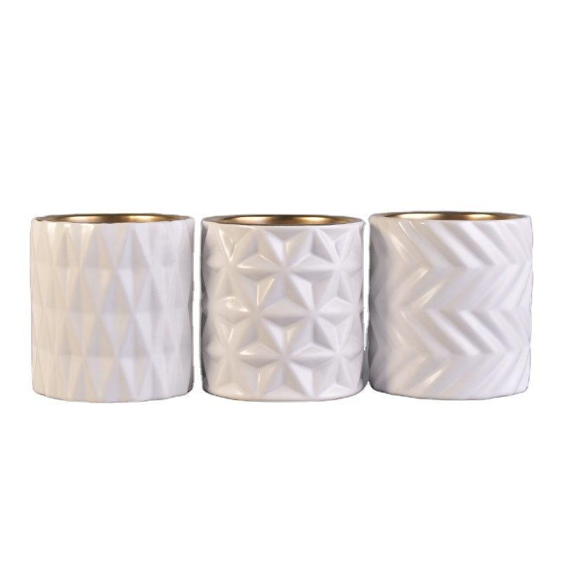 Wholesales white soy wax ceramic candle jars in bulk