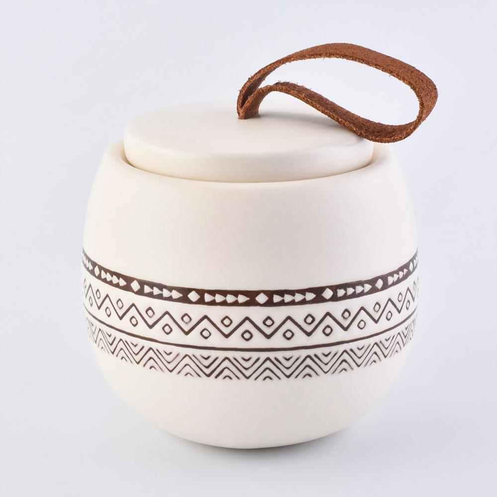 Ball Shaped Round Ceramic Candle Container With Lids