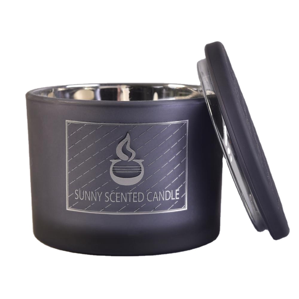 Custom 3 Wicks 12oz Glass Candle Jars With Lids