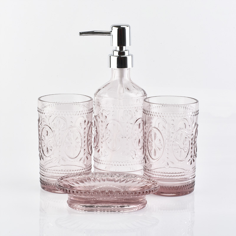 simply pink color tumbler soap dish glass bathroom accessories sets