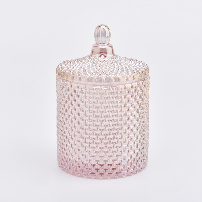 Luxury Pink Glass Candle Jars With lids Wholesale