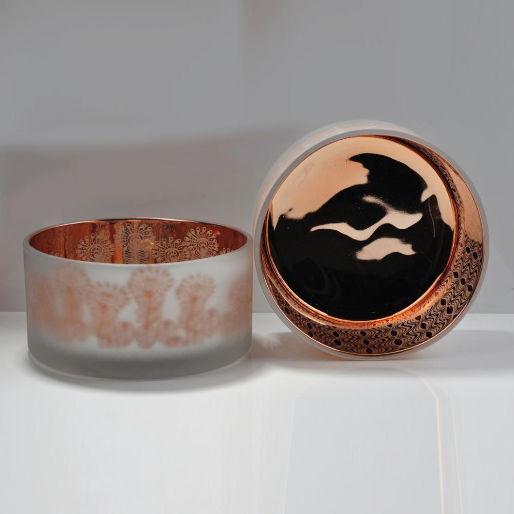 Large Capacity 52oz Candle Glass Container With Gold Plating