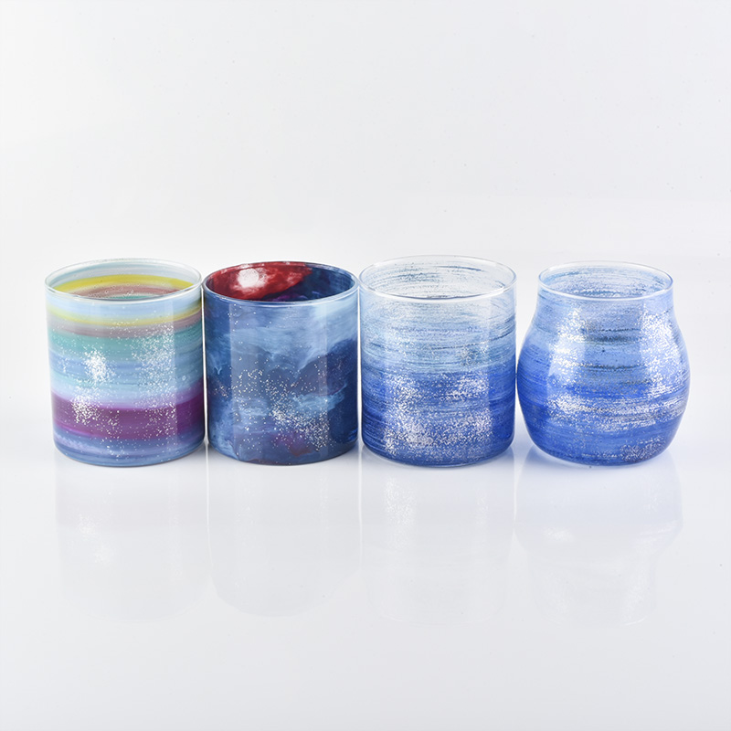 Hand Paint Colorful Straight Side Glass Candle Jars