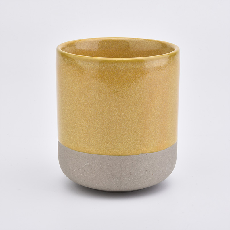 Yellow Glaze Candle Jar Ceramic Wholesale