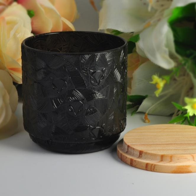 Black glass candle jars wholesale