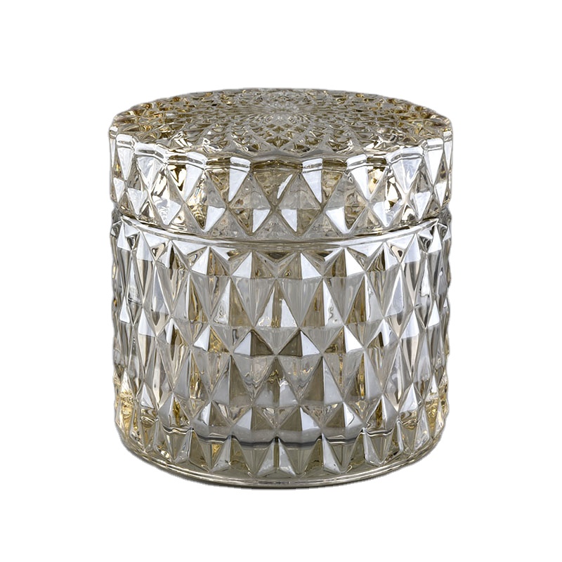 Diamond Cut Candle Glass Container With Lids for wholesale