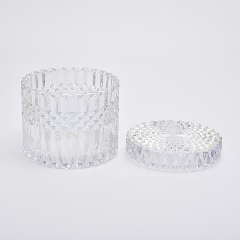 250ml GEO Cut Glass Candle Jar With Lids Wholesale